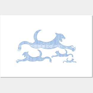 Sea Blue Wave Hawaiian Pattern Mythic Sea Lion Posters and Art